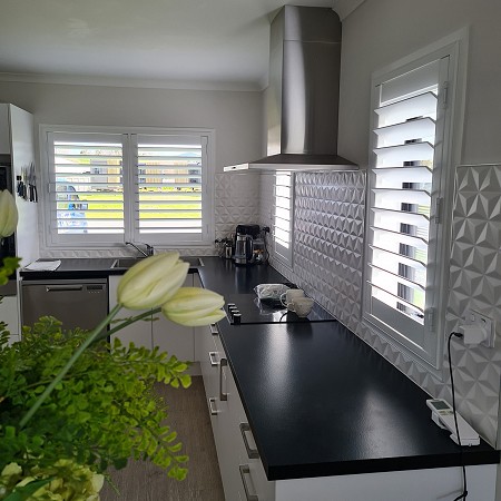 Riviera Shutters In A Kitchen Area By Betta Blinds